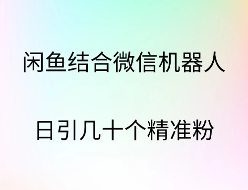 闲鱼结合微信机器人，日引几十个精准粉-风歌资源网