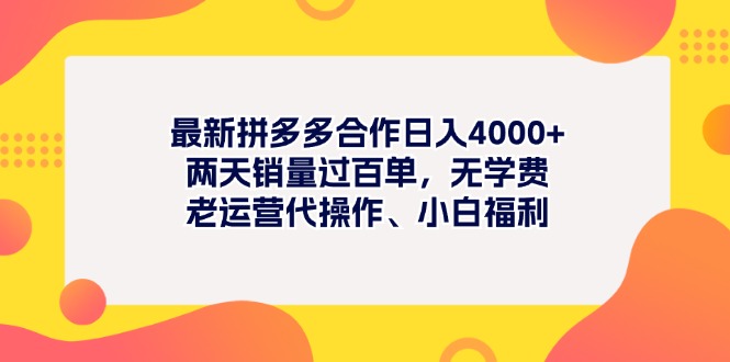 最新拼多多项目日入4000+两天销量过百单，无学费、老运营代操作、小白福利-风歌资源网