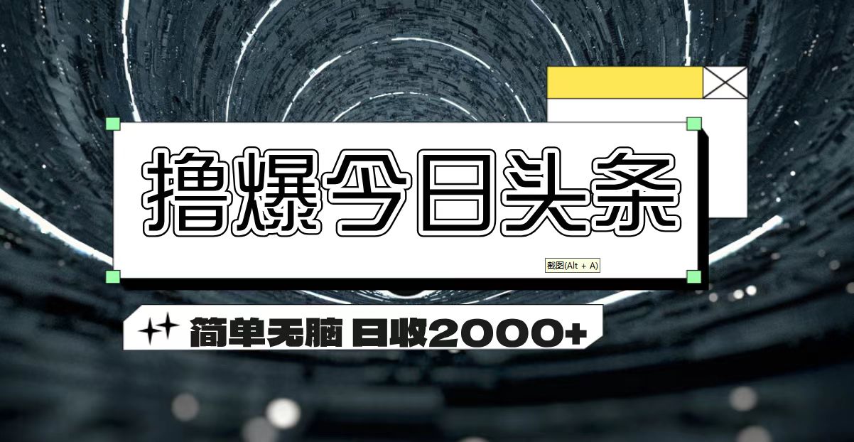 撸爆今日头条 简单无脑操作 日收2000+-风歌资源网