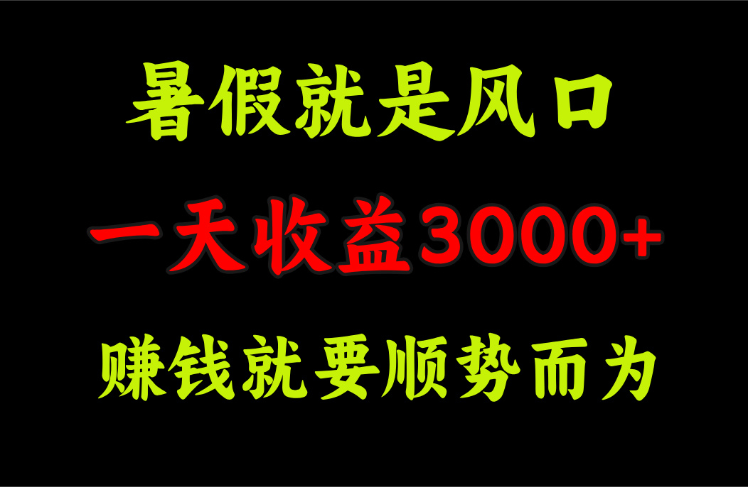 一天收益3000+ 赚钱就是顺势而为，暑假就是风口-风歌资源网