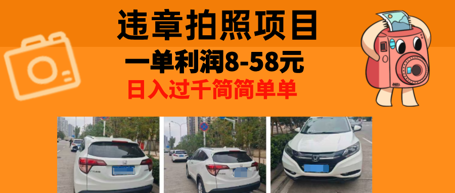 最强副业违章拍照，一单利润8-58元，全国大小城市都可做-风歌资源网