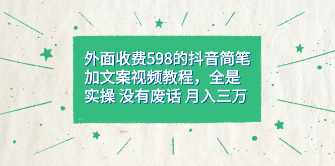外面收费598抖音简笔加文案教程，全是实操 没有废话 月入三万（教程+资料）-风歌资源网