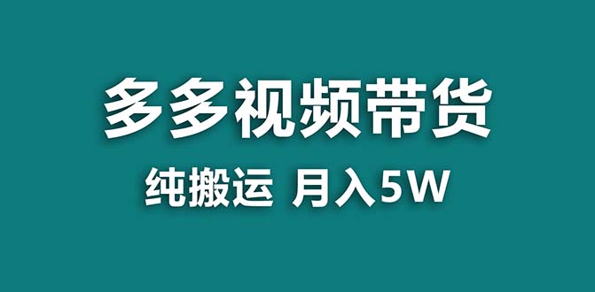 【蓝海项目】拼多多视频带货 纯搬运一个月搞了5w佣金，小白也能操作 送工具-风歌资源网