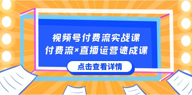 视频号付费流实战课，付费流×直播运营速成课，让你快速掌握视频号核心运..-风歌资源网