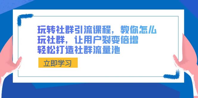 玩转社群 引流课程，教你怎么玩社群，让用户裂变倍增，轻松打造社群流量池-风歌资源网