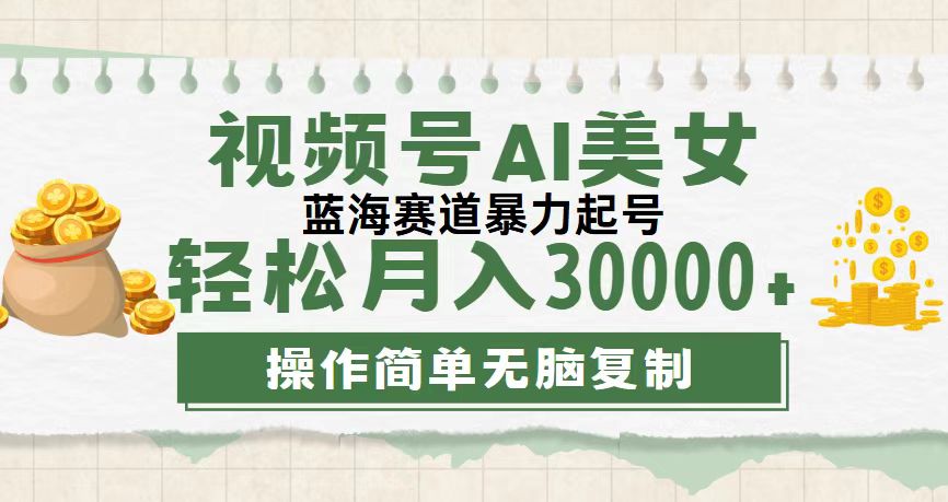 视频号AI美女跳舞，轻松月入30000+，蓝海赛道，流量池巨大，起号猛-风歌资源网