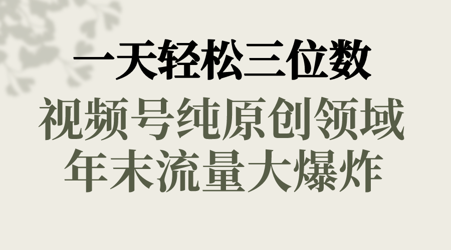 一天轻松三位数，视频号纯原创领域，春节童子送祝福，年末流量大爆炸，-风歌资源网