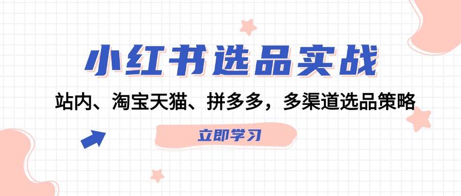 小红书选品实战：站内、淘宝天猫、拼多多，多渠道选品策略-风歌资源网