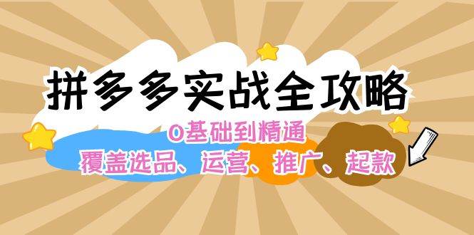 拼多多实战全攻略：0基础到精通，覆盖选品、运营、推广、起款-风歌资源网